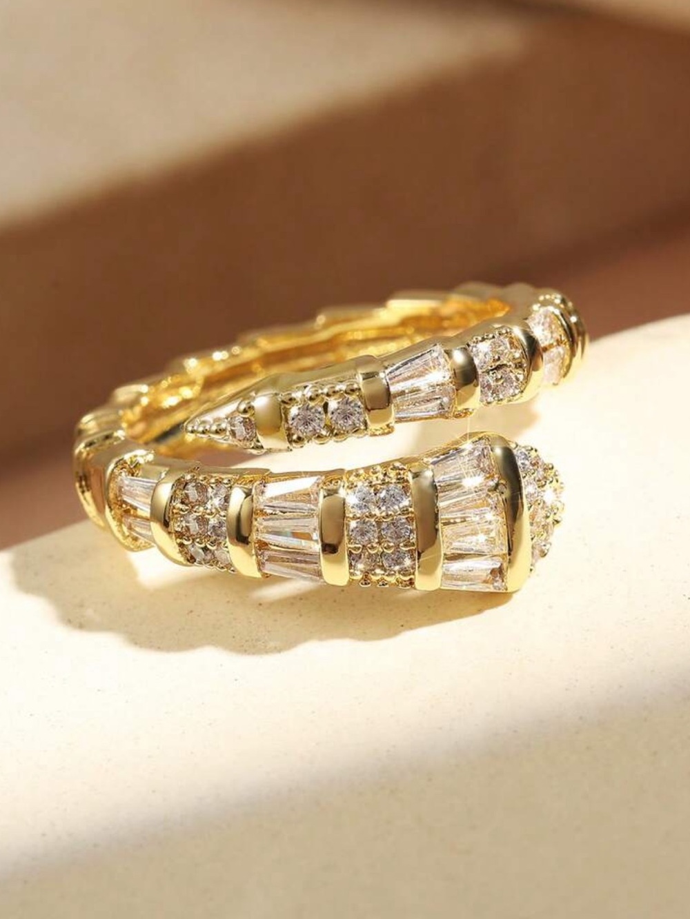 Gold Crystal-Embellished Wrap Ring - Women's Jewelry